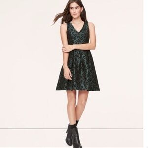 NWT Loft size 8P green leopard semi velvet dress